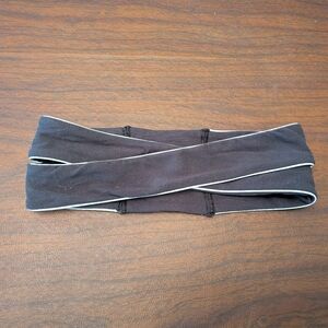 Lululemon Headband Black Reflective with Pony Tail Ponytail Hole Twist Earmuff